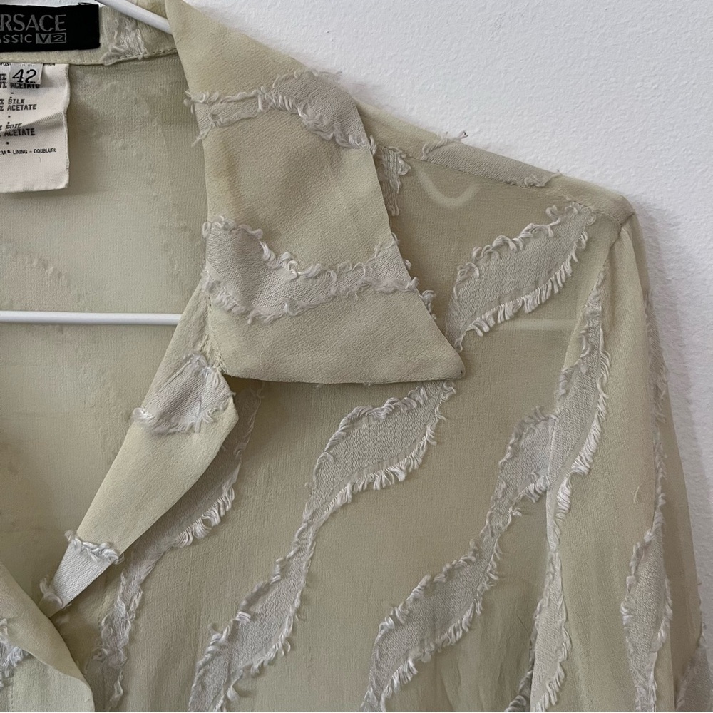 Vintage Versace Seafoam Green Sheer Top